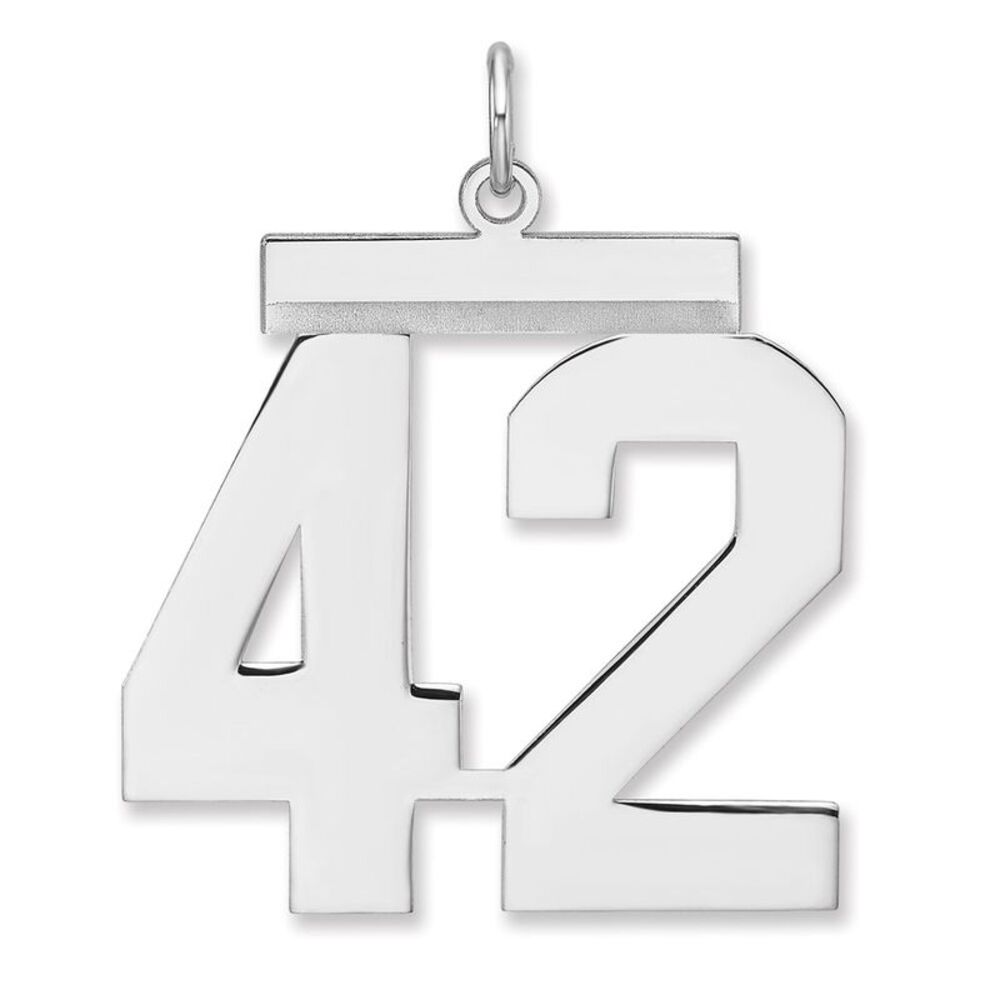 Sterling Silver, Athletic Collection, XL Polished Number 42 Pendant